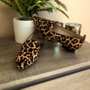 Franco Sarto leopard leather flats shoes 7 1/2